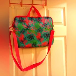 Lilly Pulitzer pink blue coral laptop computer bag